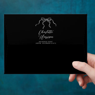 Whimsical Bow Wedding Return Address Envelope
