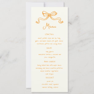 Whimsical Bows Hand Drawn Wedding Dinner Menu Invitation