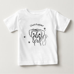 Whimsical Boxer: Editable Text Line Art Baby T-Shirt