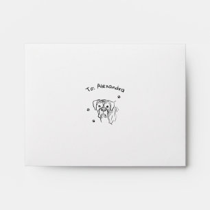 Whimsical Boxer: Editable Text Line Art Envelope