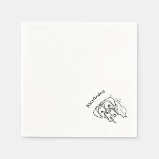 Whimsical Boxer: Editable Text Line Art Napkin