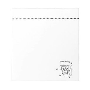 Whimsical Boxer: Editable Text Line Art Notepad
