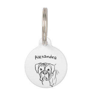 Whimsical Boxer: Editable Text Line Art Pet Tag