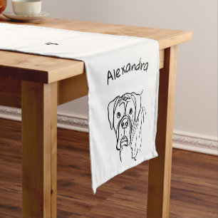 Whimsical Boxer: Editable Text Line Art Short Table Runner