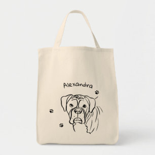 Whimsical Boxer: Editable Text Line Art Tote Bag