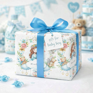 Whimsical Boy Baby Shower Pattern Wrapping Paper