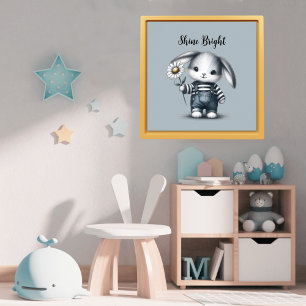 Whimsical Boy Bunny Motivational Poster