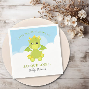Whimsical Boy Dragon Baby Shower Paper Napkin