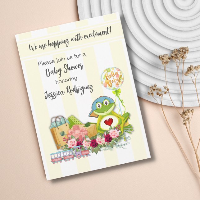 Whimsical Boy Frog Baby Shower Invitation  (Creator Uploaded)