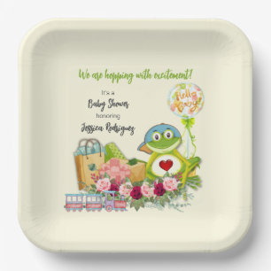Whimsical Boy Frog Baby Shower Personalised Paper Plate
