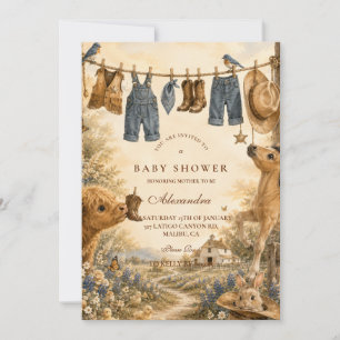 Whimsical Boy Western Boho Baby Shower Invitation