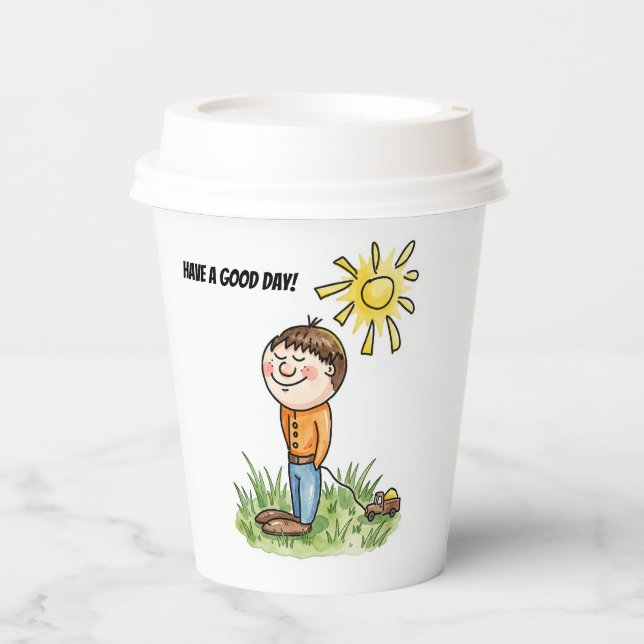 Whimsical Boy with Toy Car Paper Cups (Front)