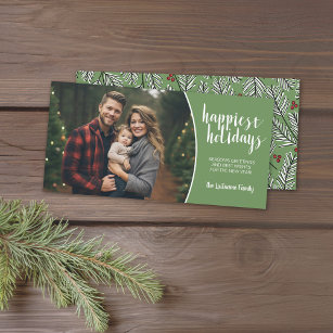 Whimsical Branches with Horizontal Photo Holiday Card