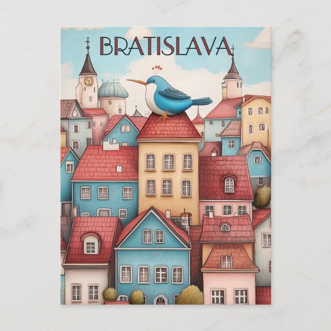Whimsical Bratislava Travel Postcard (Front)