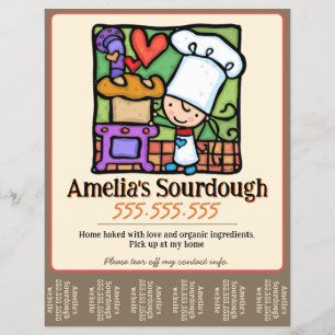 Whimsical Bread Baking Cute Baker Tearsheet Flyer