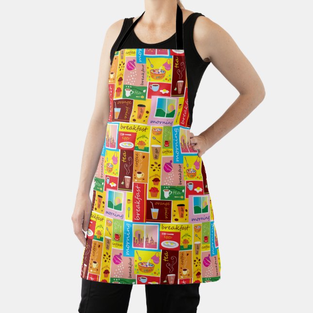 Whimsical Breakfast Pattern Apron (Insitu)