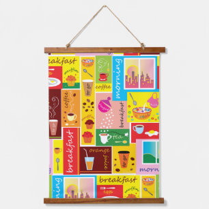 Whimsical Breakfast Pattern Hanging Tapestry