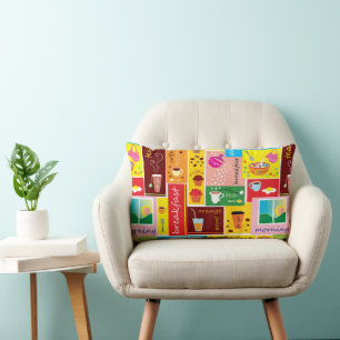 Whimsical Breakfast Pattern Lumbar Cushion
