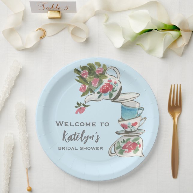 Whimsical Bridal Shower Tea Party  Paper Plate (Wedding)