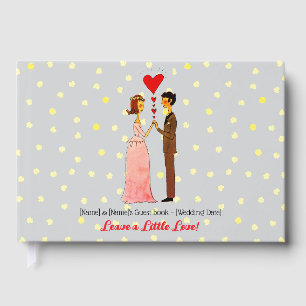 Whimsical Bride and Groom Illustration Guest Book