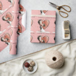 Whimsical Bride and Groom Wedding Congratulations  Wrapping Paper<br><div class="desc">The cutest whimsical bride and groom against a red heart,  will give your recipient a chuckle.
Text says "Congratulations on your wedding day!"</div>
