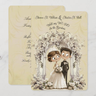 Whimsical Bride Groom Wedding Arch Invitation