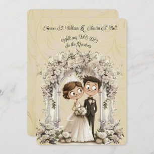 Whimsical Bride Groom Wedding Arch  Invitation