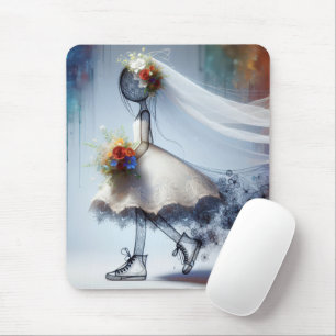 Whimsical Bride In Sneakers Mouse Pad