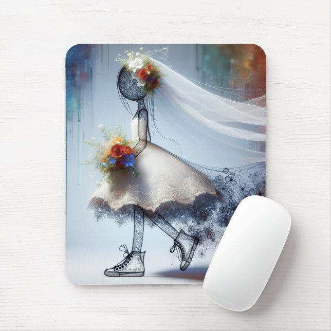 Whimsical Bride In Sneakers Mouse Pad (With Mouse)