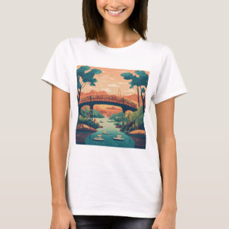 Whimsical Bridge Over River T-Shirt