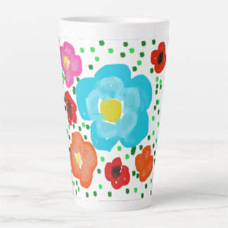 Whimsical Bright Abstract Floral Ceramic Latte Mug