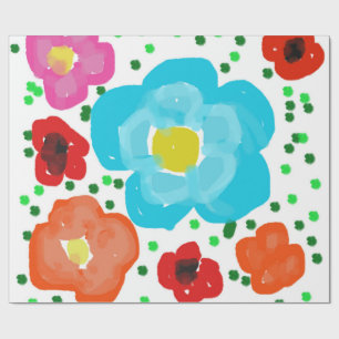 Whimsical Bright Abstract Floral Wrapping Paper