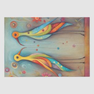 Whimsical Bright and Bold Long Leg Bird Decoupage  Tissue Paper
