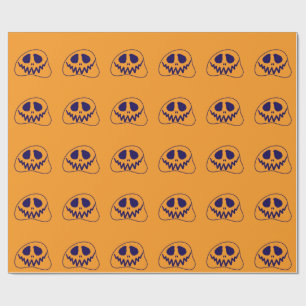 Whimsical Bright Neon Monster Face Halloween Wrapping Paper