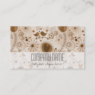 Whimsical Brown Beige Floral Elegant Event Planner Business Card
