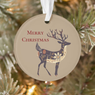Whimsical Brown Deer Christmas  Ornament