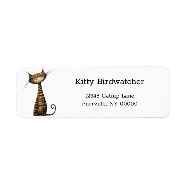 Whimsical Brown Tabby Cat  Return Address Return Address Label (Front)