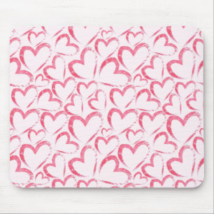 Whimsical Brushstroke Hearts Mouse Pad