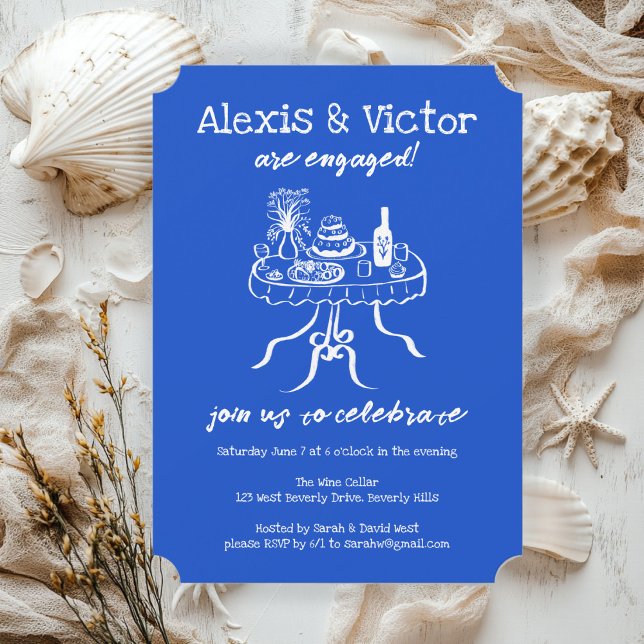 Whimsical Buffet DInner Custom Engagement Party Invitation (Whimsical Sketch Buffet DInner Custom Engagement Party Invitation
)