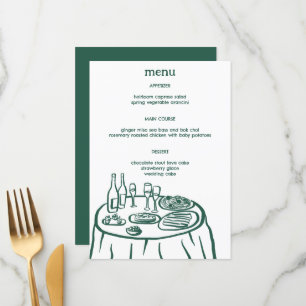 Whimsical Buffet Table Doodle Sketch Modern CUSTOM Menu