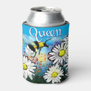 Whimsical Bumble Bee in Daisies Personalised Can Cooler