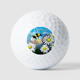 Whimsical Bumble Bee in Daisies Personalised Golf Balls