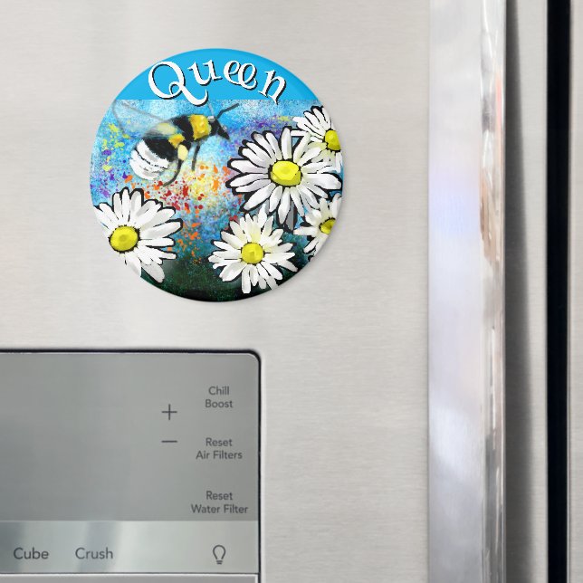 Whimsical Bumble Bee in Daisies Personalised Magnet (In Situ (Fridge))