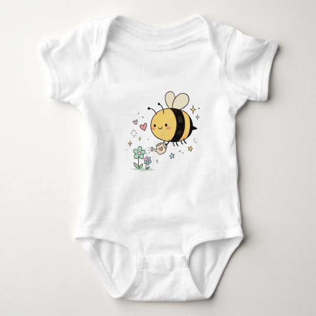  Whimsical Bumblebee baby Plant Moms Baby Bodysuit (Front)