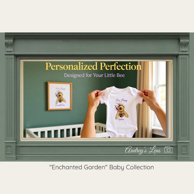 Whimsical Bumblebee & Wildflowers "Bee Happy" Baby Bodysuit (Creator Uploaded)