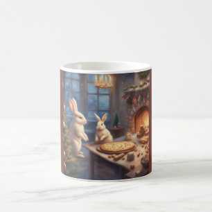 Whimsical Bunnies bake Christmas cookies Coffee Mug