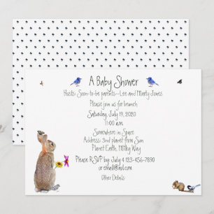 Whimsical bunny baby-shower: invitations