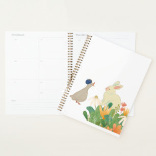 Whimsical Bunny & Bird in Bloom – Cute Spring Fore Planner