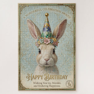 Whimsical Bunny Birthday Elegance Jigsaw Puzzle