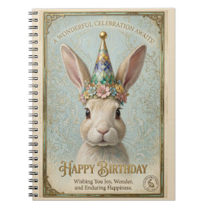 Whimsical Bunny Birthday Elegance Notebook